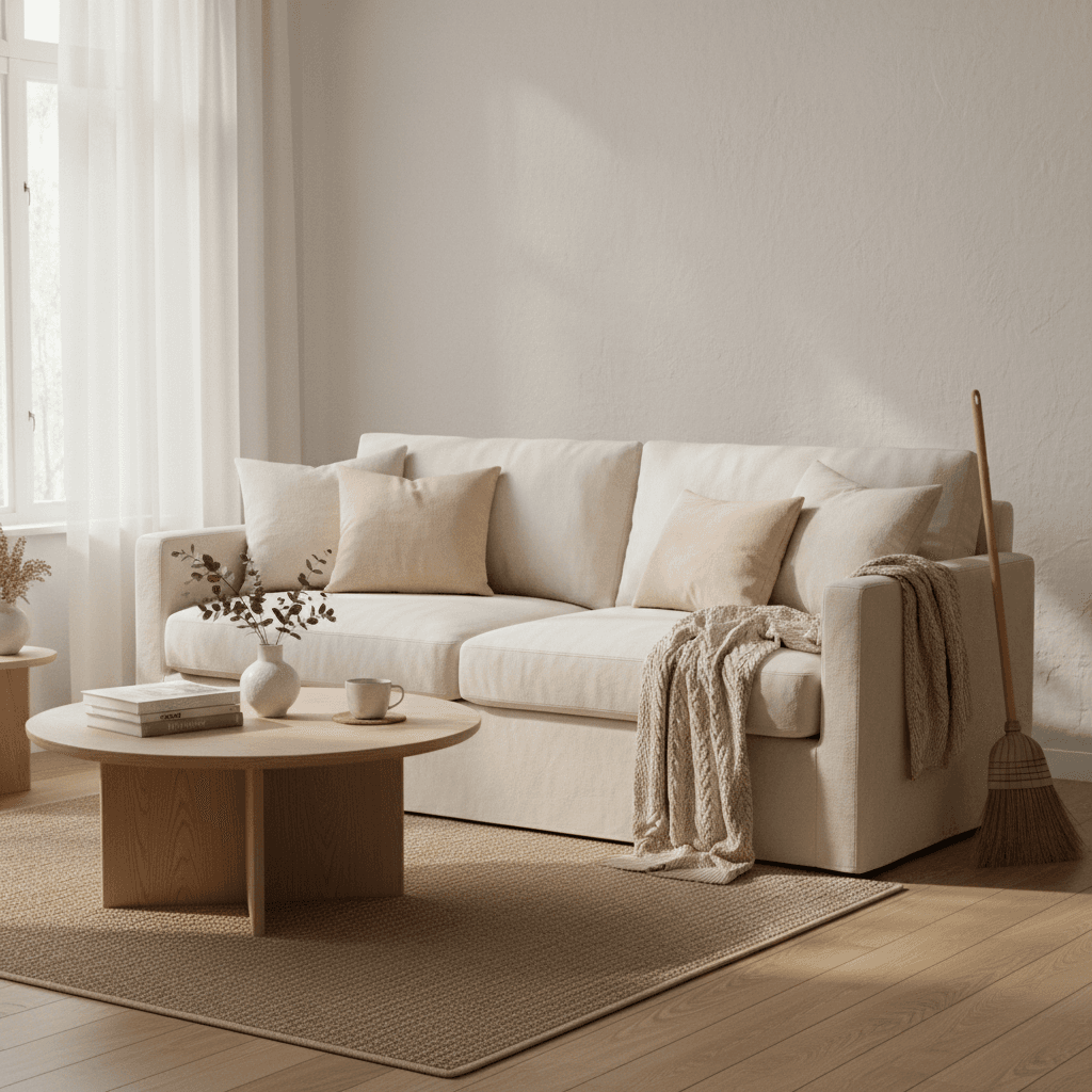 Bright, tidy living room after a standard cleaning visit