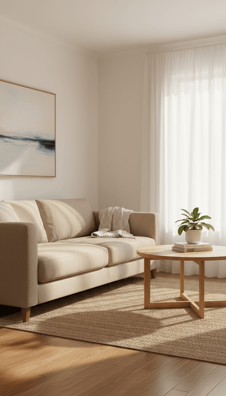 Bright living room after a professional cleaning