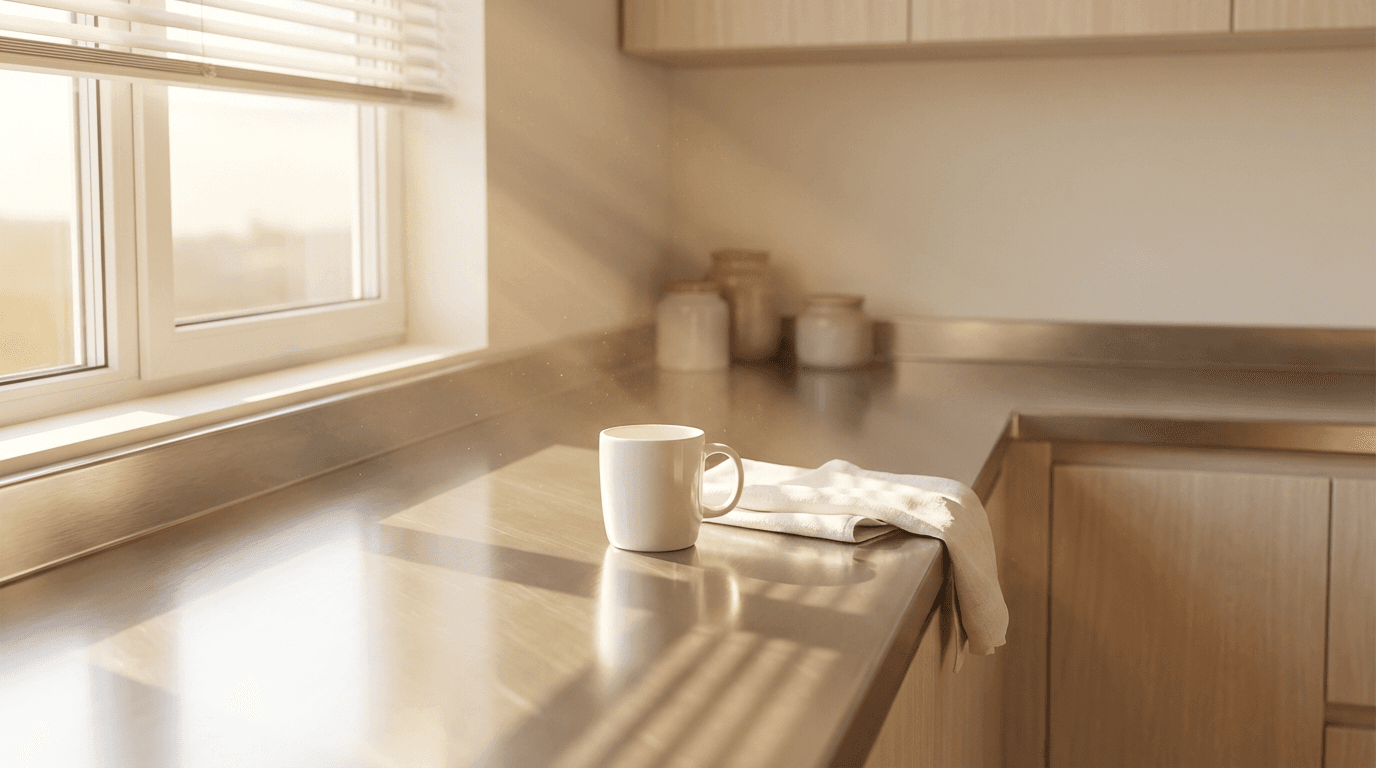 Shiny kitchen counter and sink
