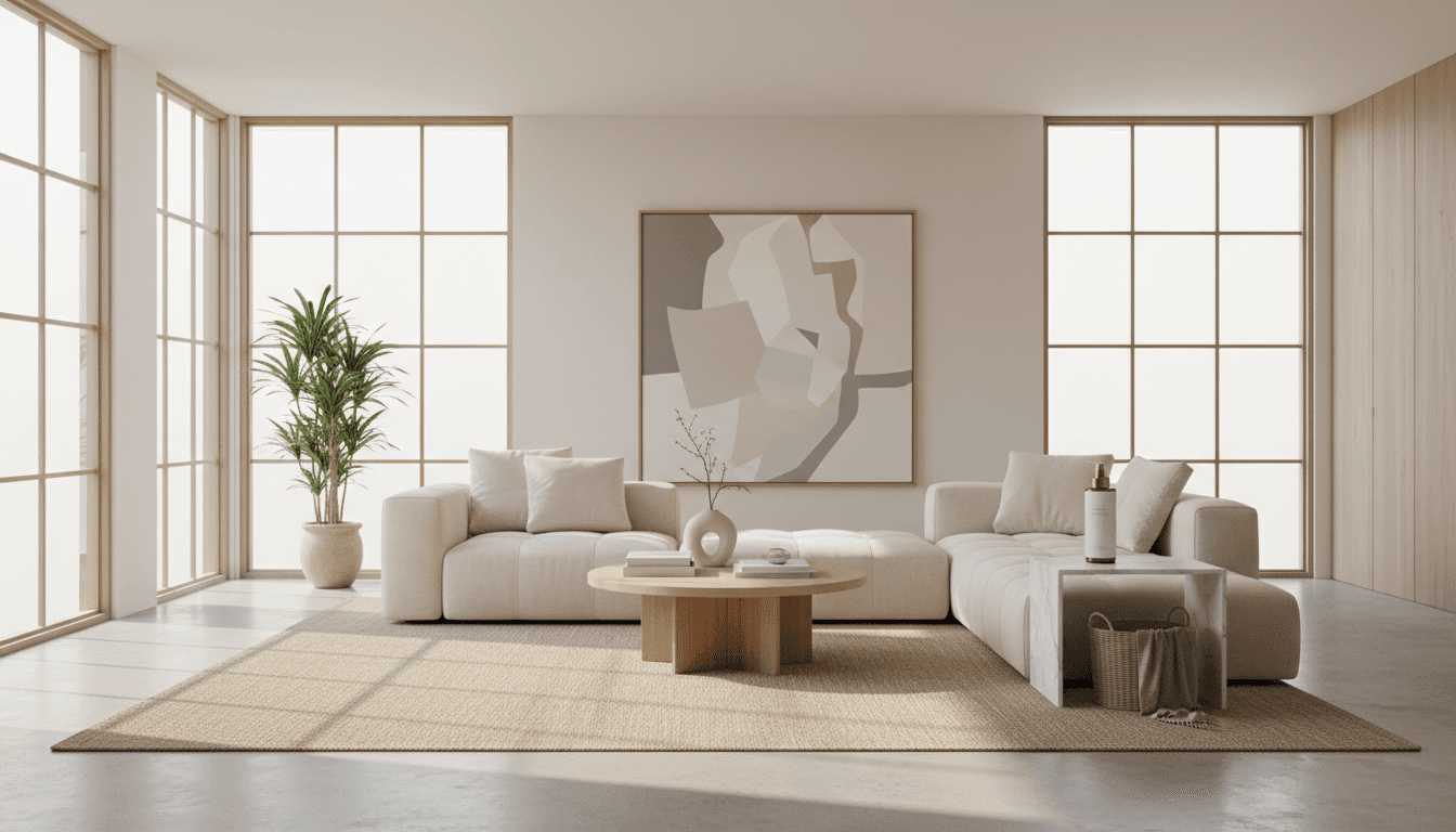 Bright, organized living room after decluttering