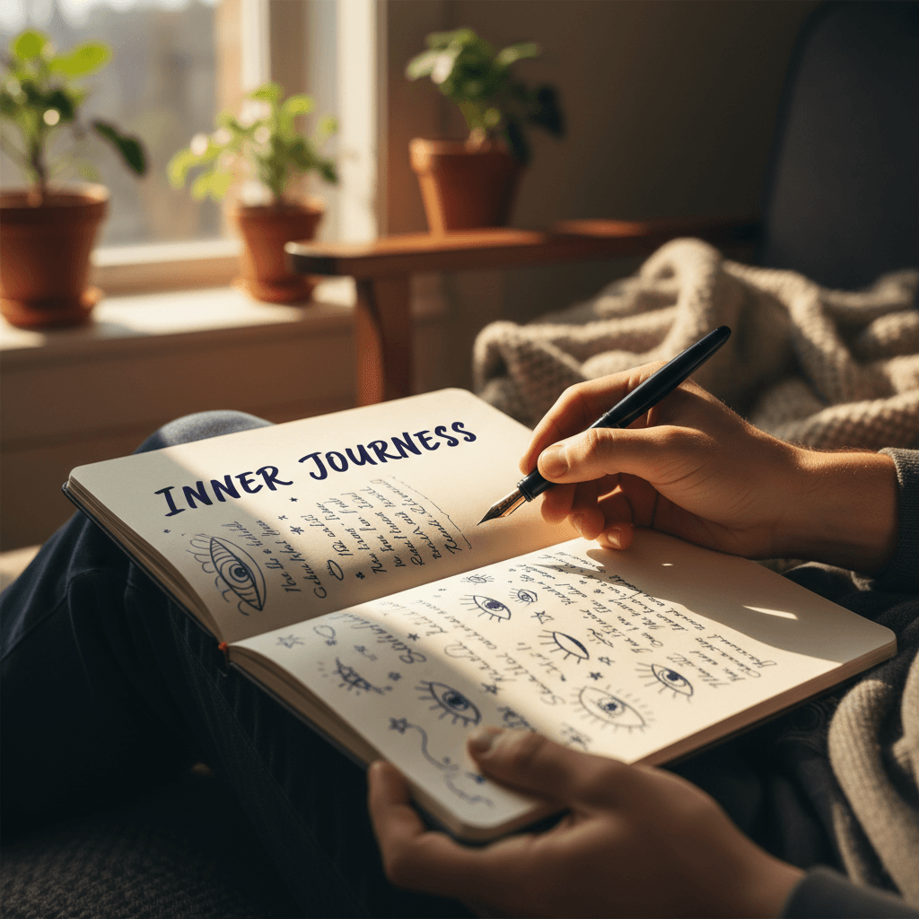 Hand writing a customized cleaning checklist on a notepad in a cozy living room