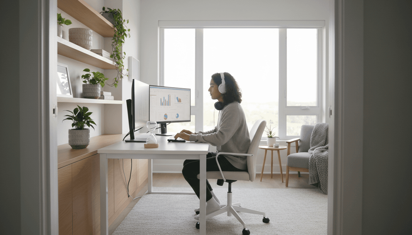 Decluttered home office after cleaning